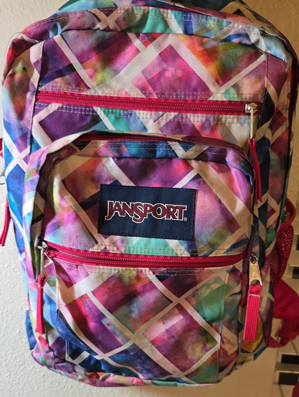 Jansport Pink Multi Geometric Print Backpack